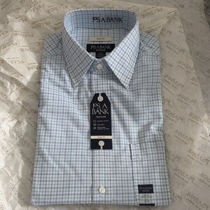 Jos. A. Bank Men's Light Blue Plaid Dress Shirt
